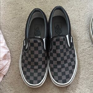 Vans Checkered Slip-On Shoes - Black and Gray